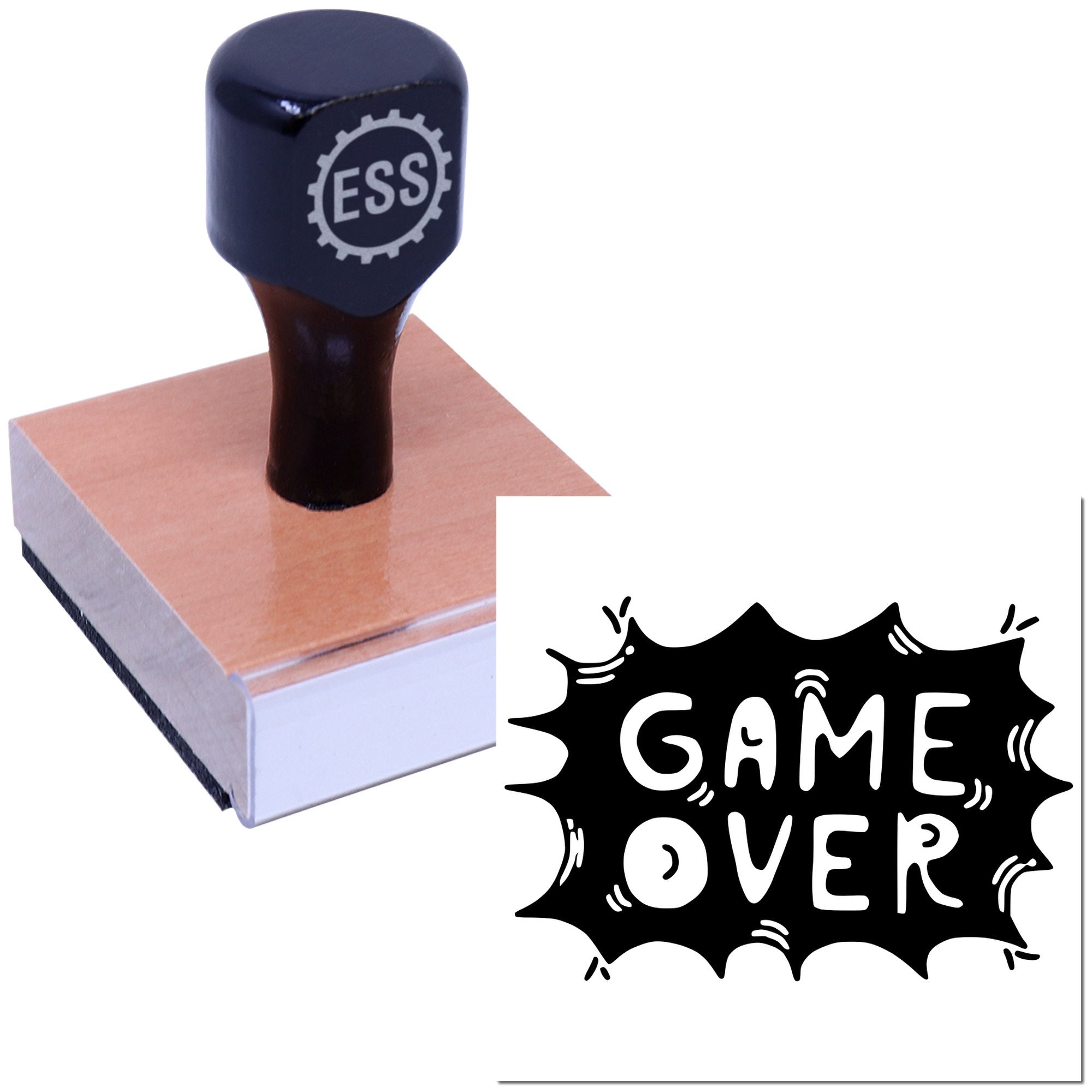 Game Over Blast Card Rubber Stamp