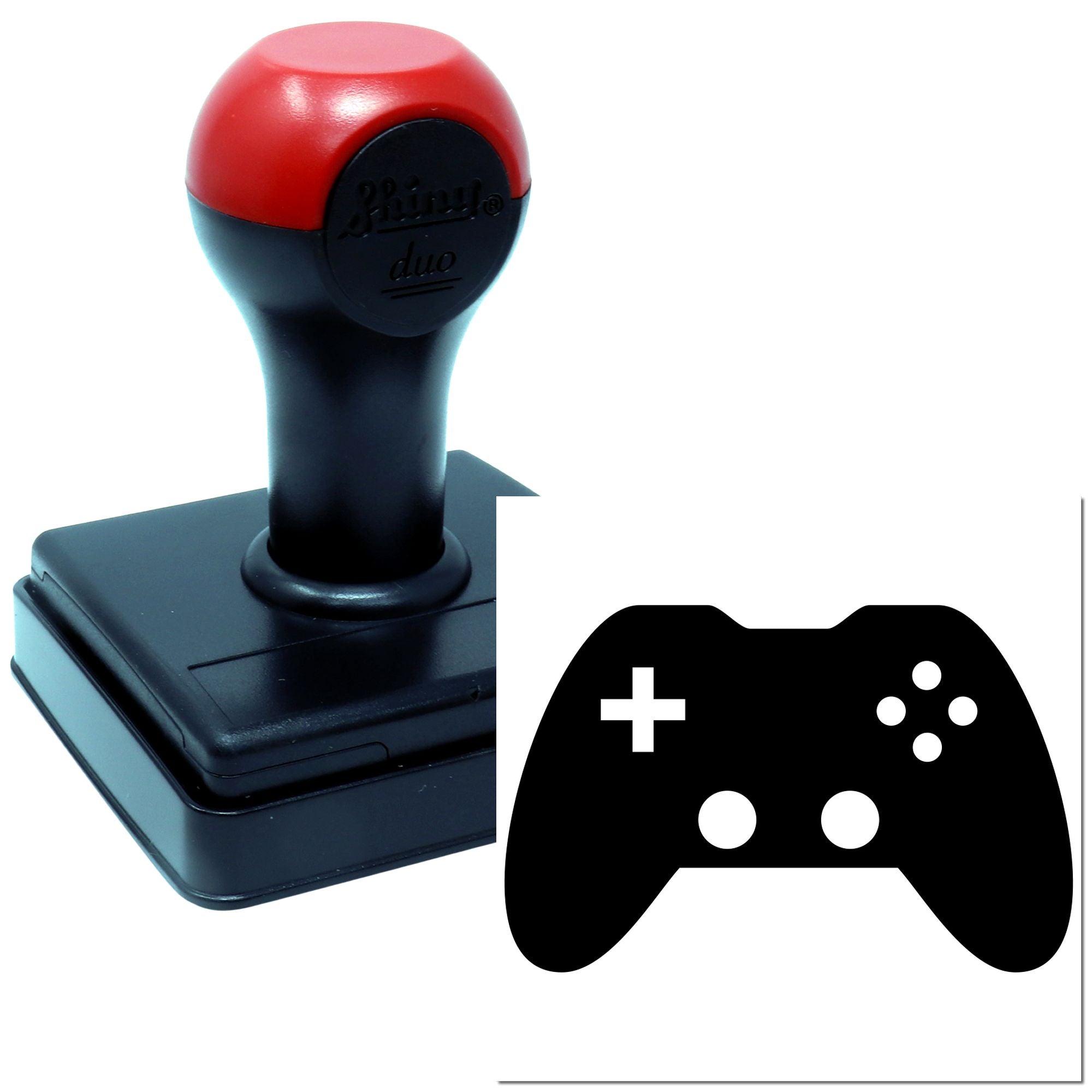 Duo Retro Black Gaming Controller Icon Hand Stamp