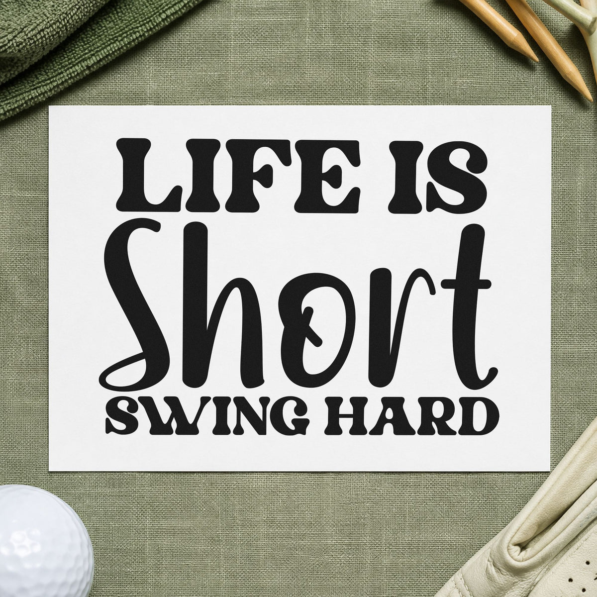 Life Short Swing Hard craft stamp in black ink on cardstock, an easy option for weekend album page.