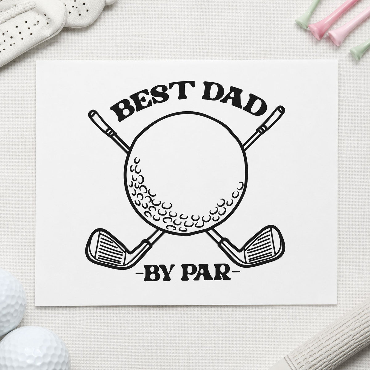 Best Dad By Par rubber stamp printed in black ink, ready for round plan sheet and similar paper crafts.
