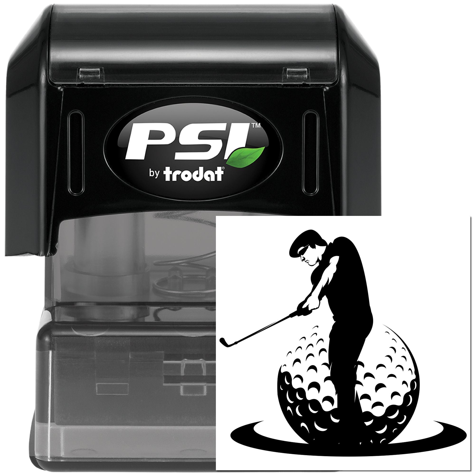 Pre-Inked Golfer Atop Golfball Crafting Stamp