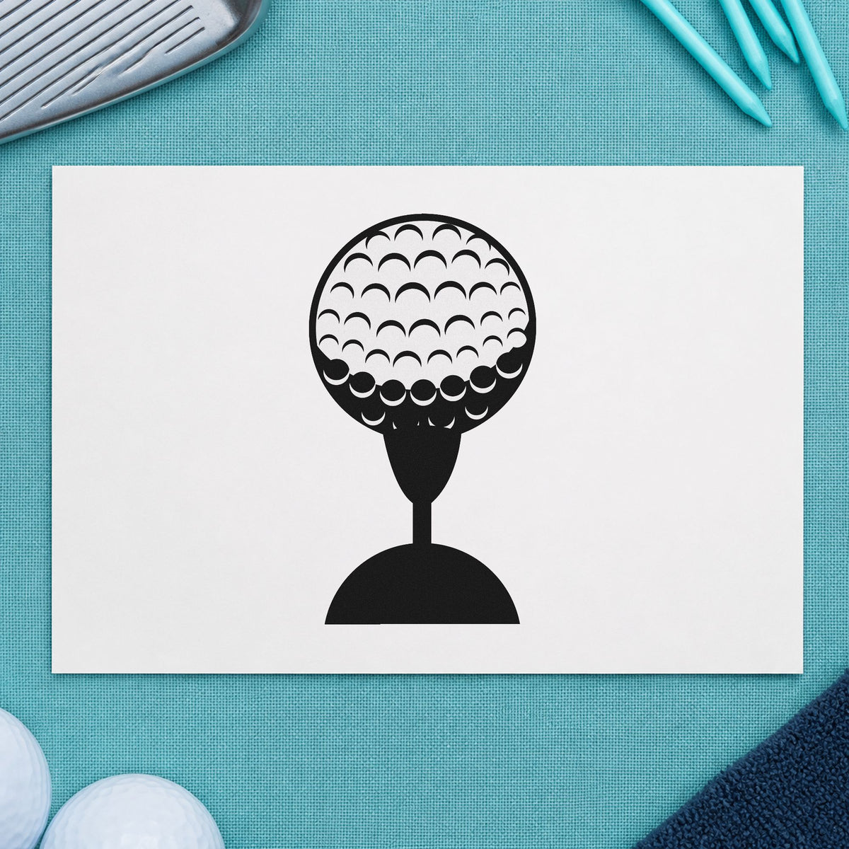 Golf Ball Tee Shadow rubber stamp printed in black ink, ready for sort count sheet and similar paper crafts.