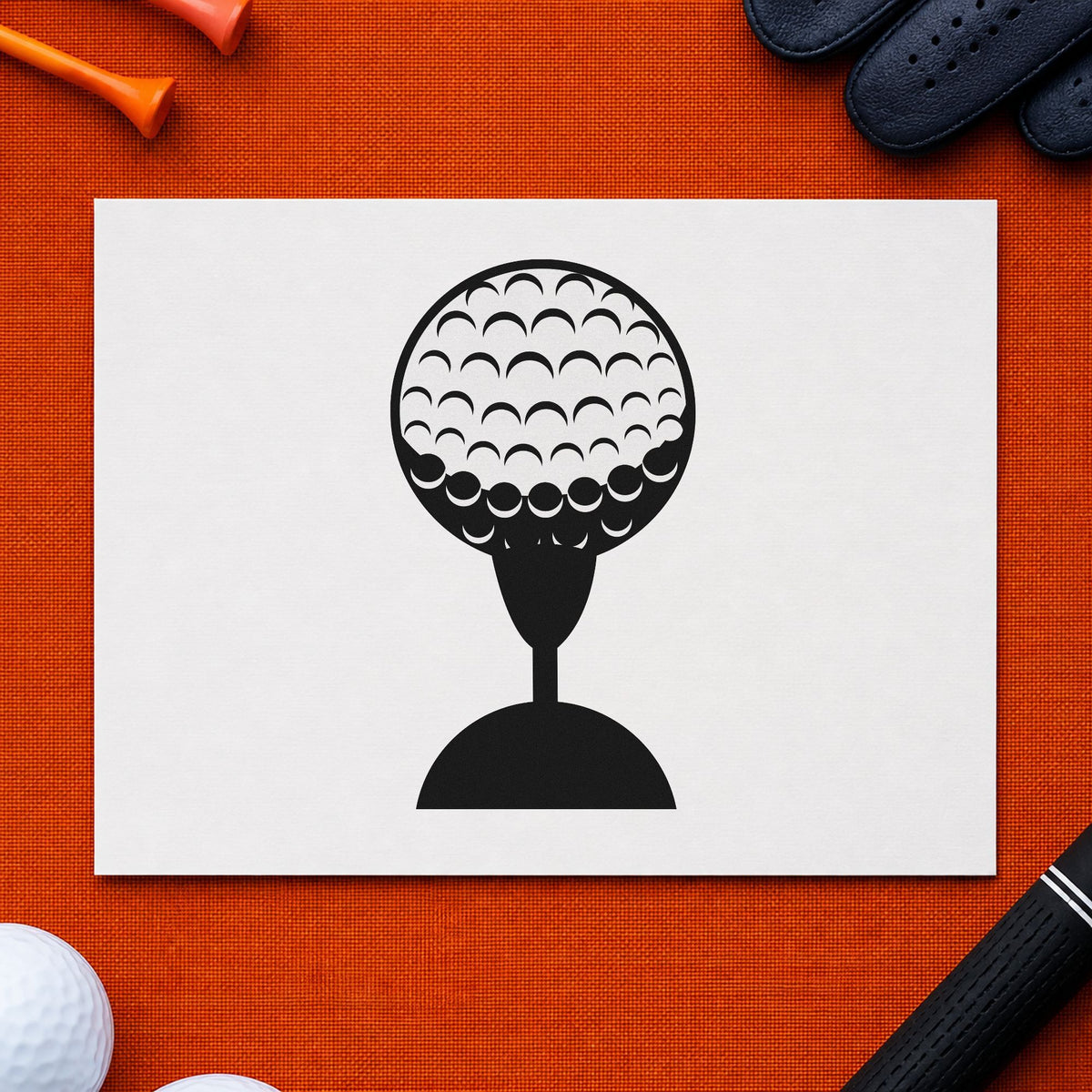Golf Ball Tee Shadow rubber stamp printed in black ink, ready for dark tee cards and similar paper crafts.