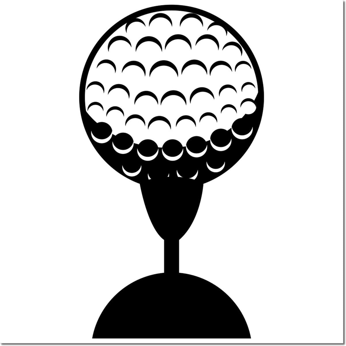 Black rubber stamp seal with circular patterned head and handle on a white background