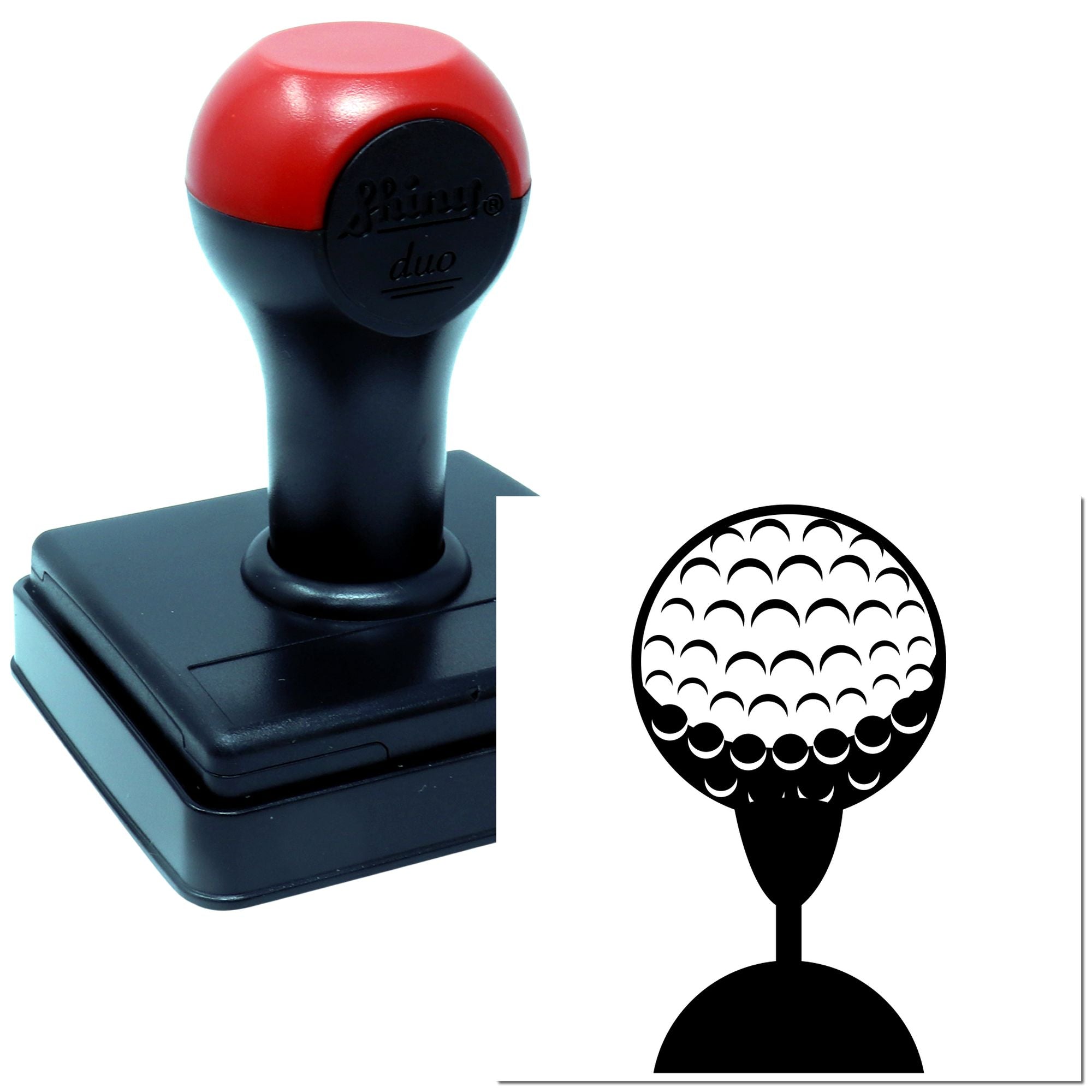 Duo Dimpled Golf Ball On Tee Hand Stamp