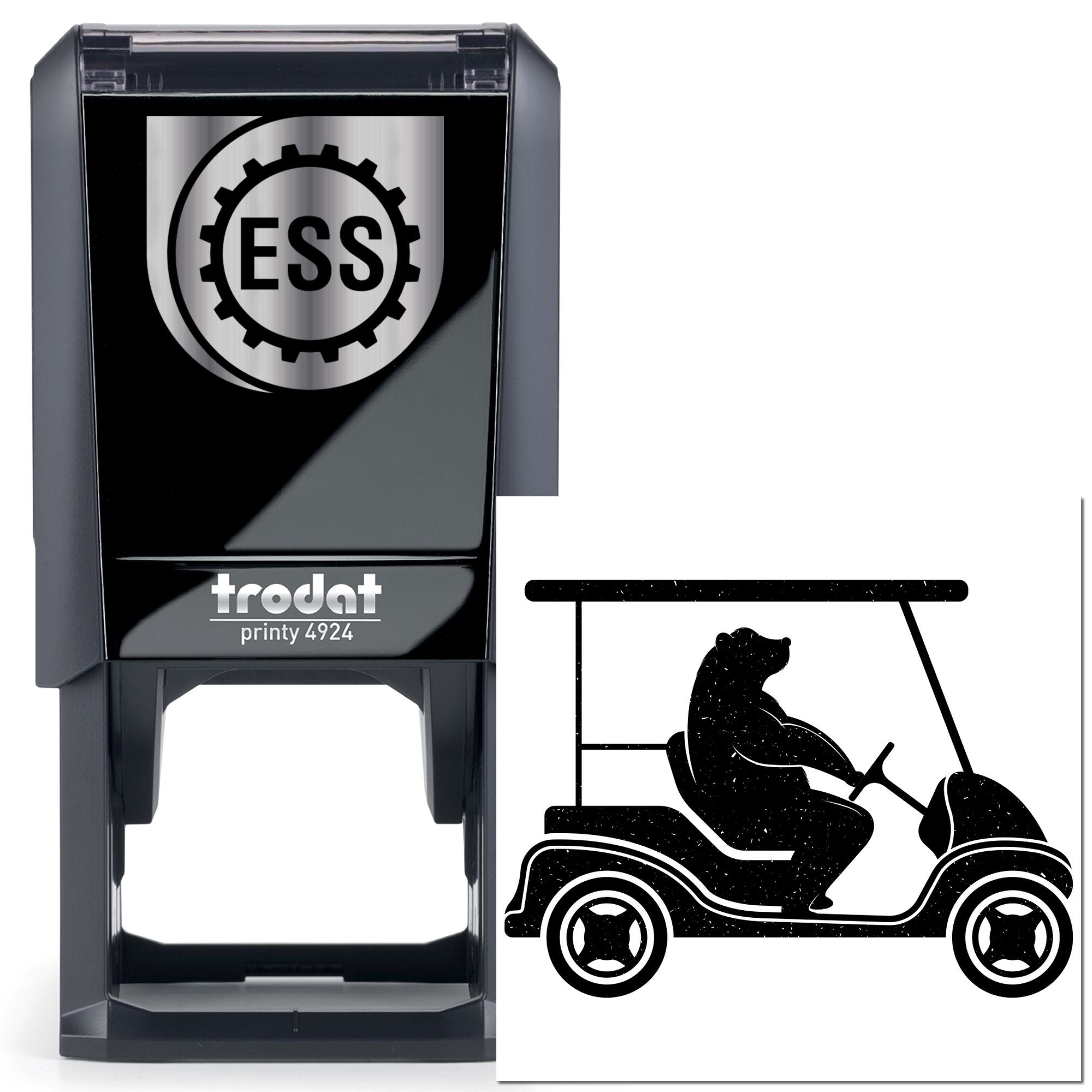 Self-Inking Bear Cart Note Card Stamp