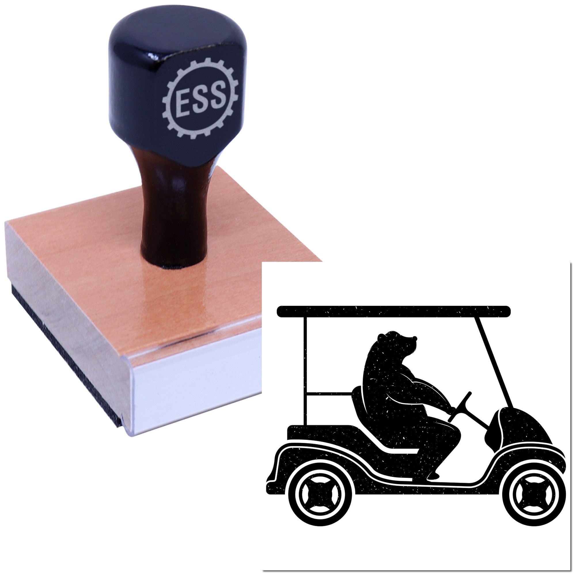 Bear Cart Express Mini Card Rubber Stamp