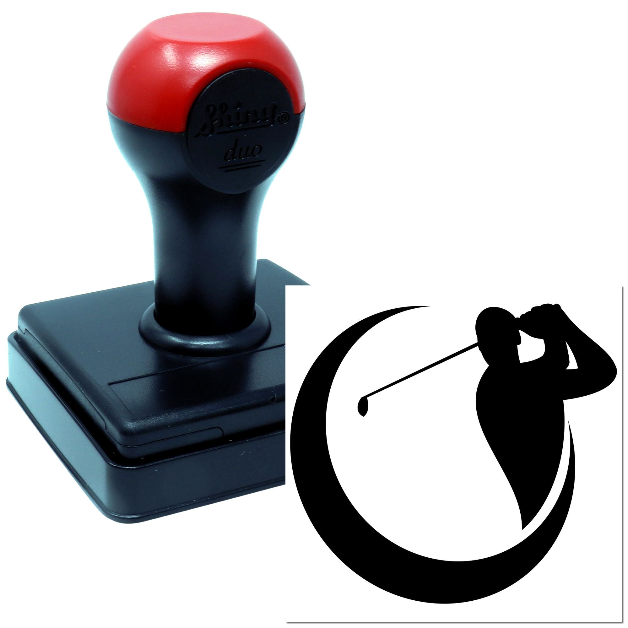 Duo Moonlit Golfer Crescent Swing Emblem Hand Stamp