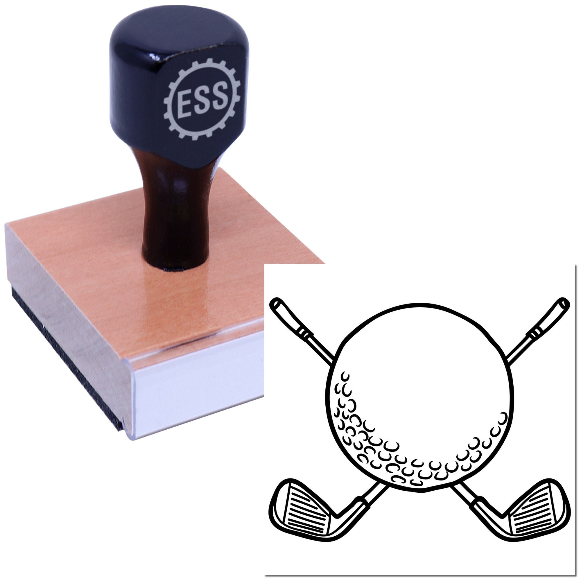 Crossed Golf Emblem Place Card Rubber Stamp