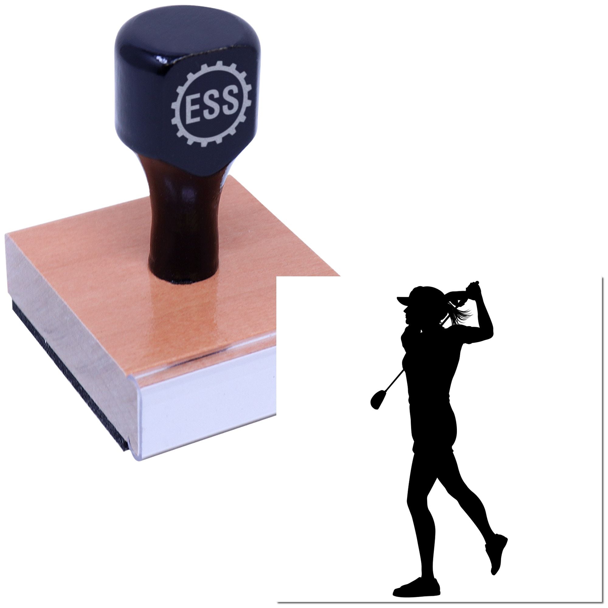 Elegant Golf Swing Card Rubber Stamp