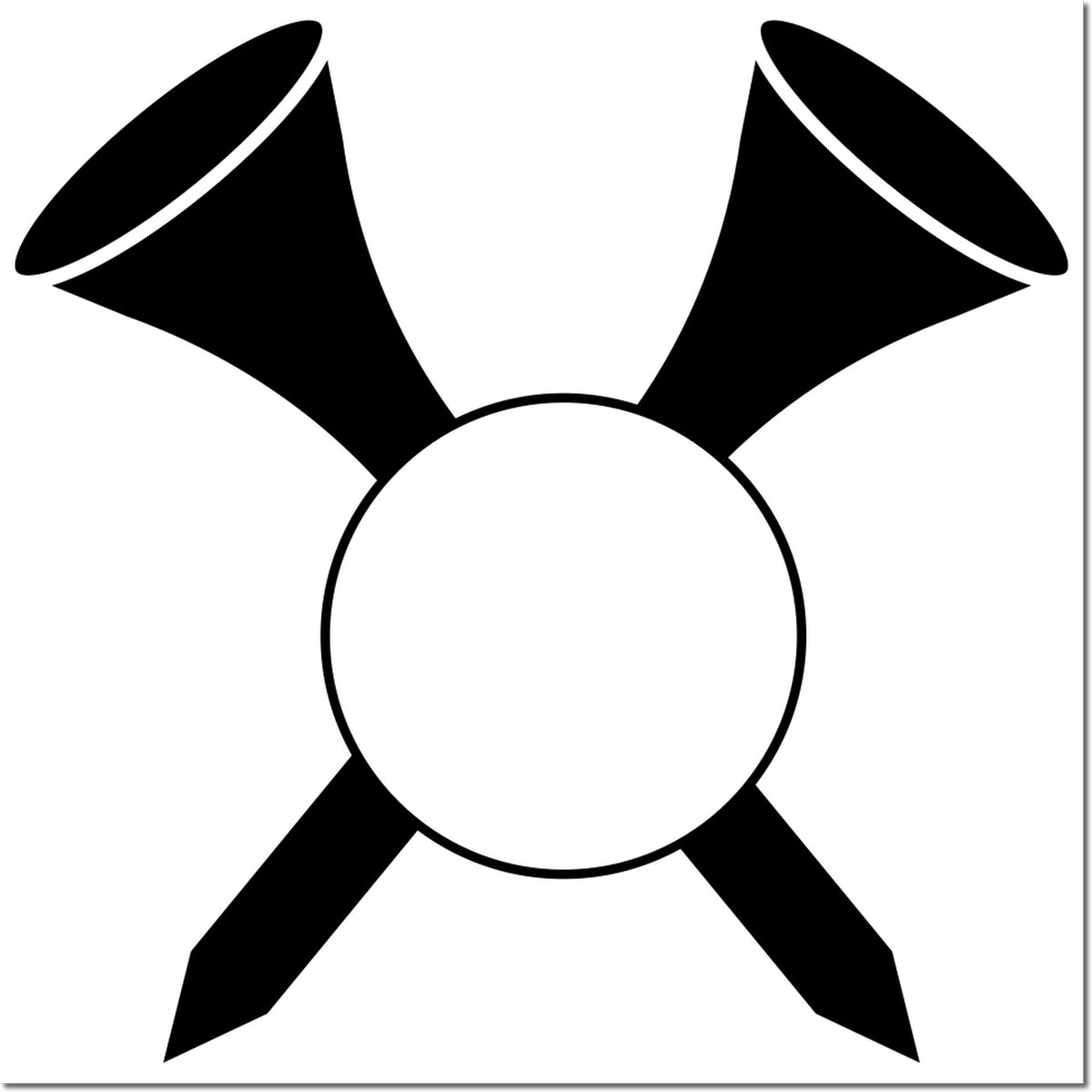 Black stamp and seal badge icon with circular center and ribbon tails on a white background.