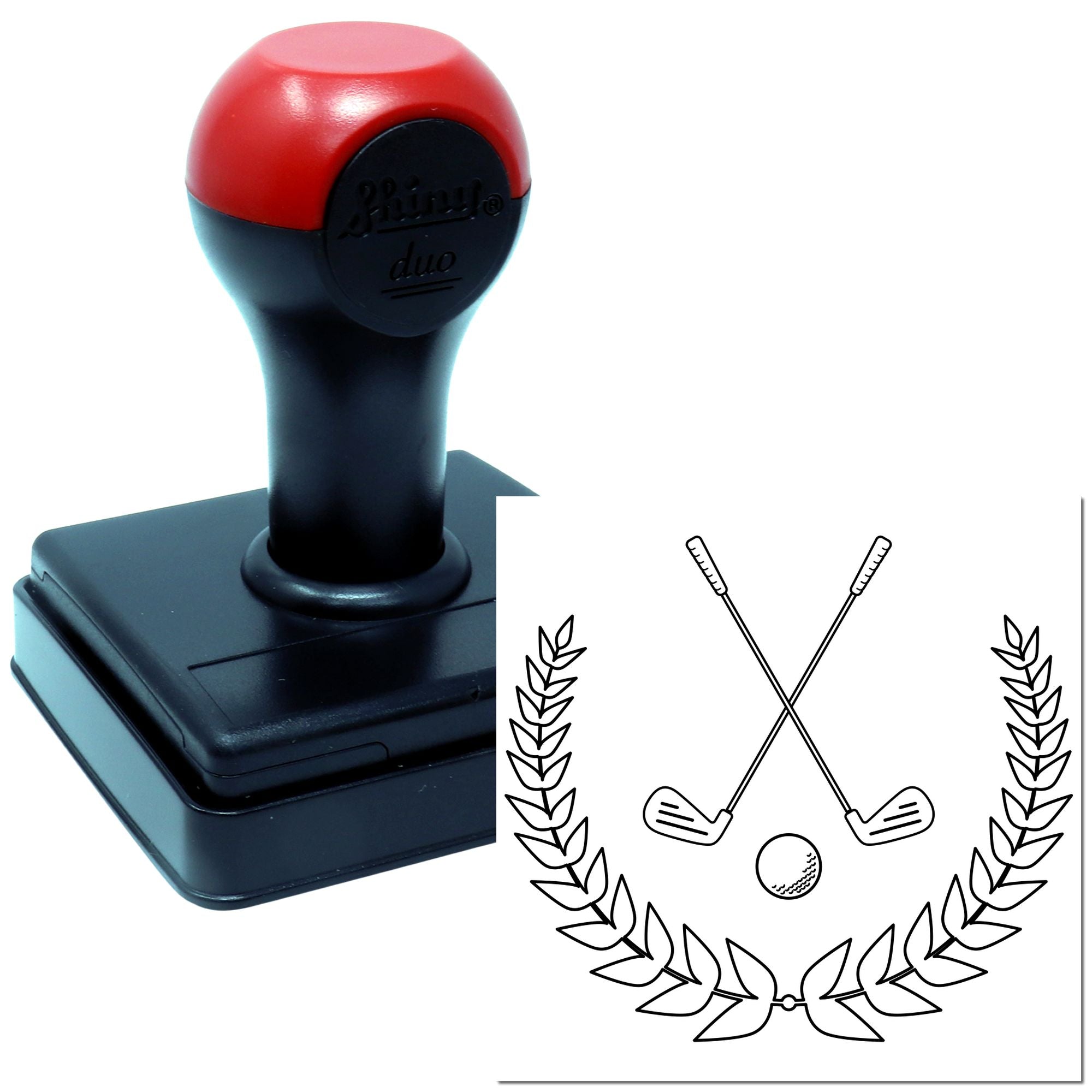 Duo Laureled Crossed Clubs And Ball Hand Stamp