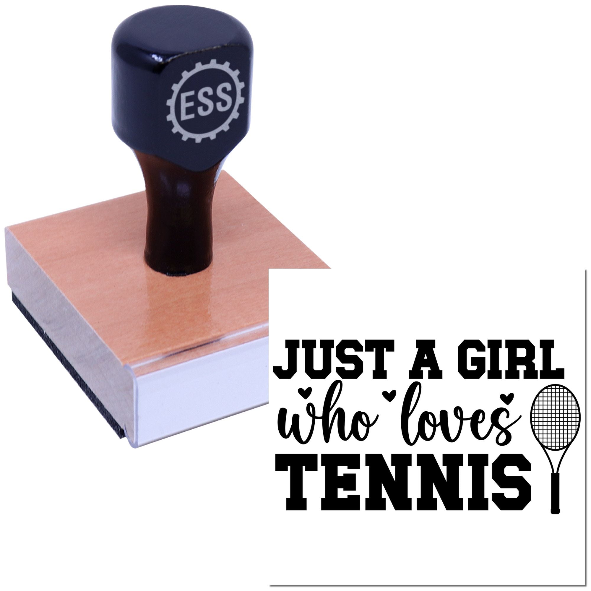 Girl Loves Tennis Scrapbooking Rubber Stamp