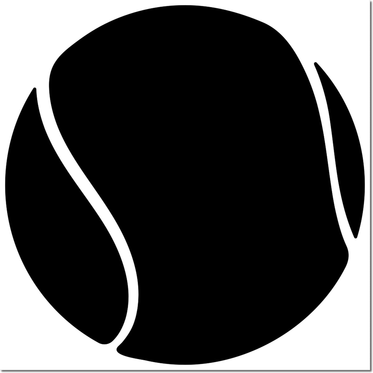 Black circular rubber stamp and seal icon with curved white cutouts on a white background.
