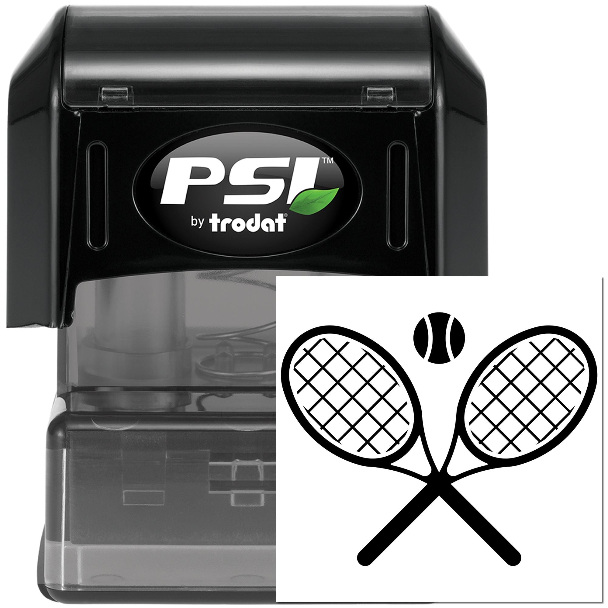 Pre-Inked Crossed Tennis Rackets Card Stamp
