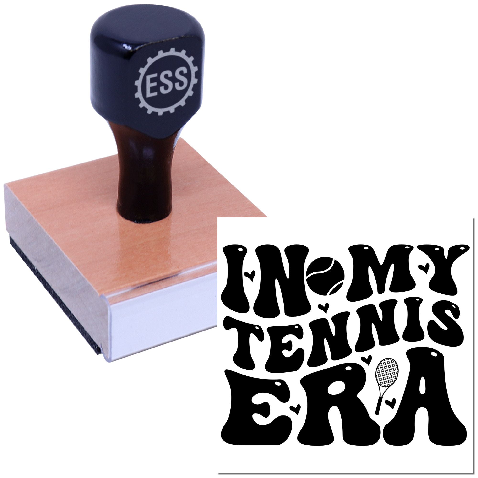 Retro Tennis Love Greeting Card Rubber Stamp