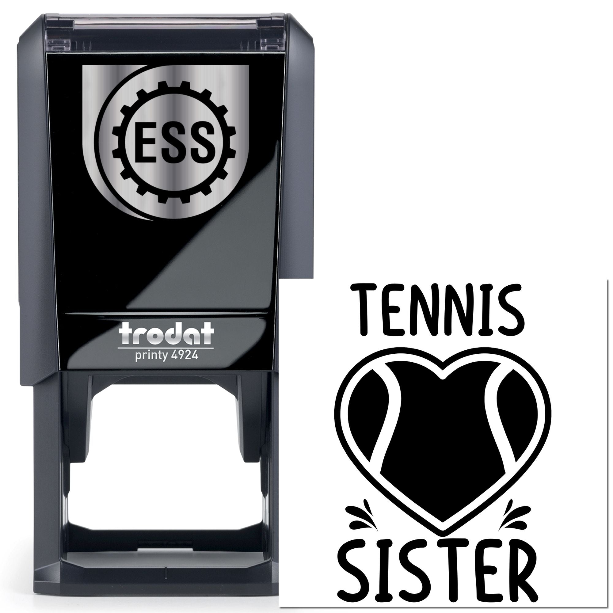 Self-Inking Tennis Sister Favor Tag Stamp
