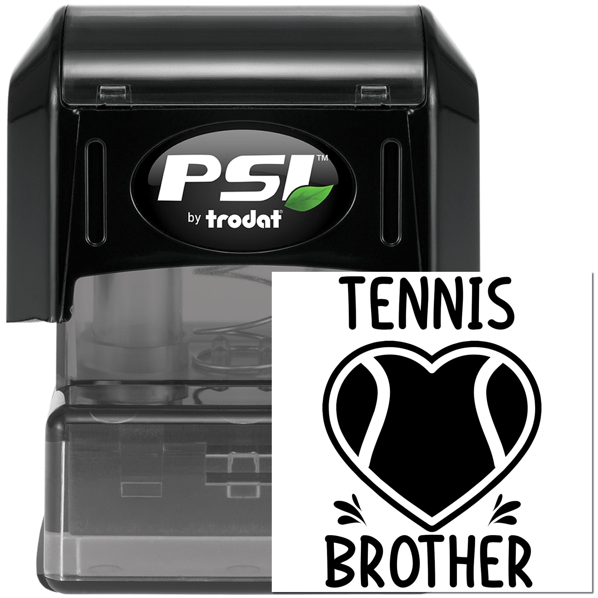 Pre-Inked Tennis Heart Brother Tag Stamp