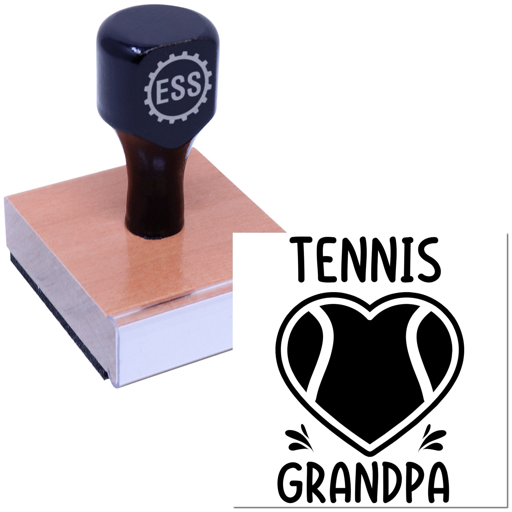 Grandpa Loves Tennis Scrapbook Rubber Stamp