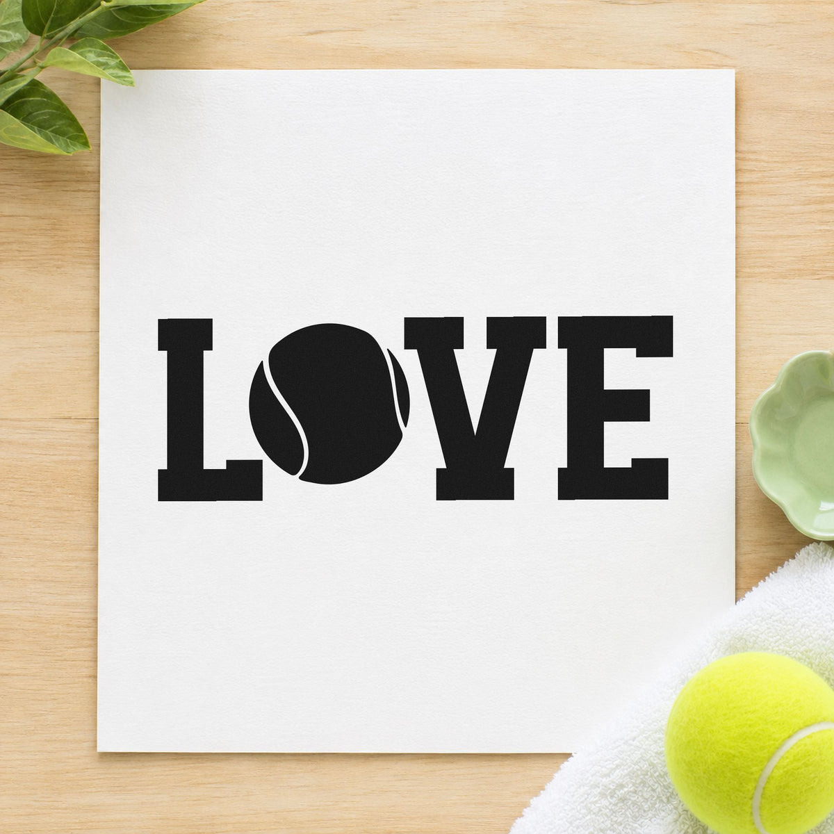 Love Tennis Ball Letter rubber stamp printed in black ink, ready for day timeline sheet and similar paper crafts.