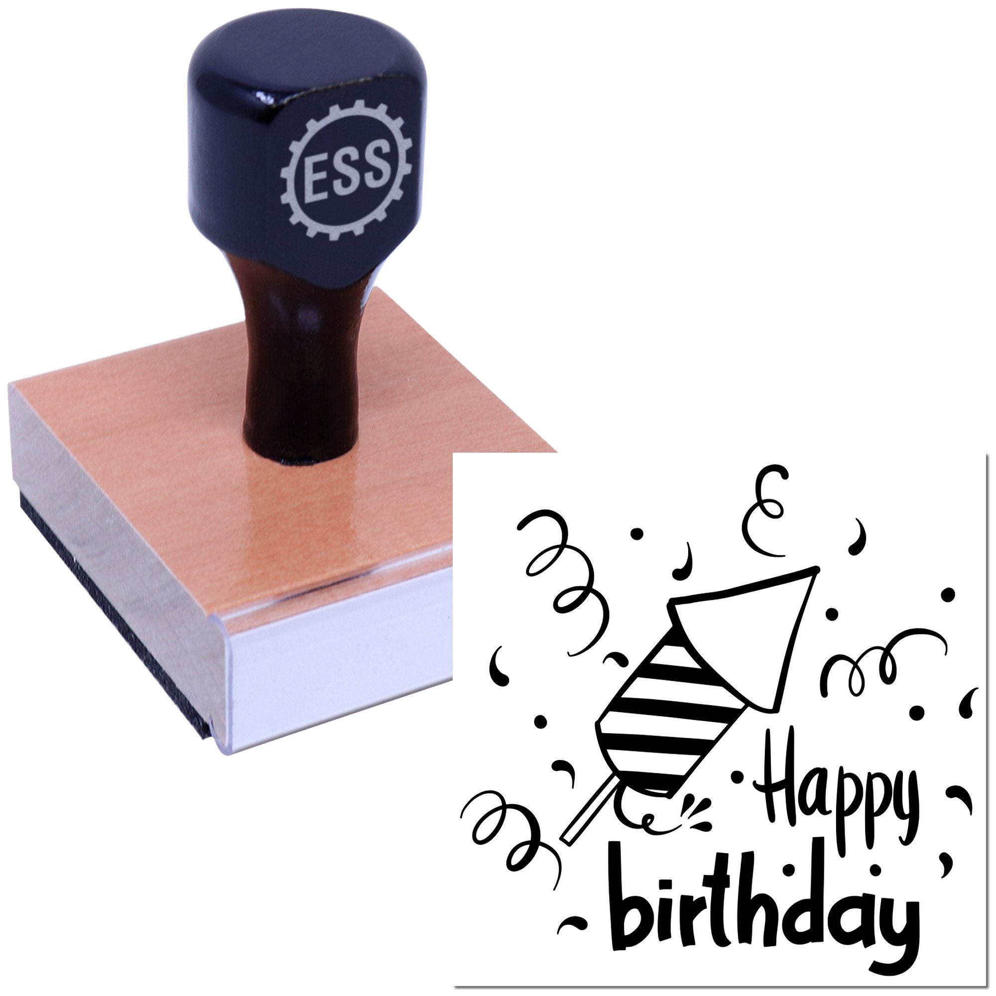 Birthday Sky Launch Scrapbook Rubber Stamp