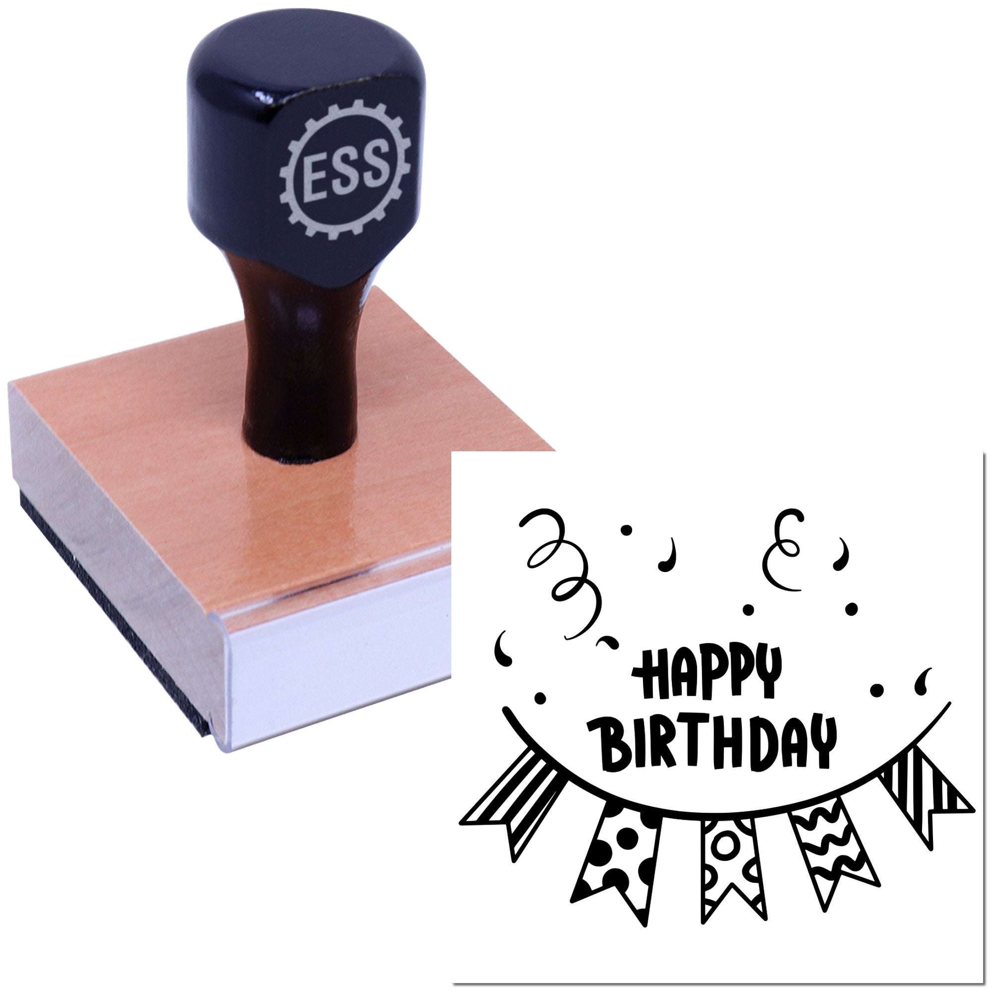 Festive Banner Celebration Card Rubber Stamp