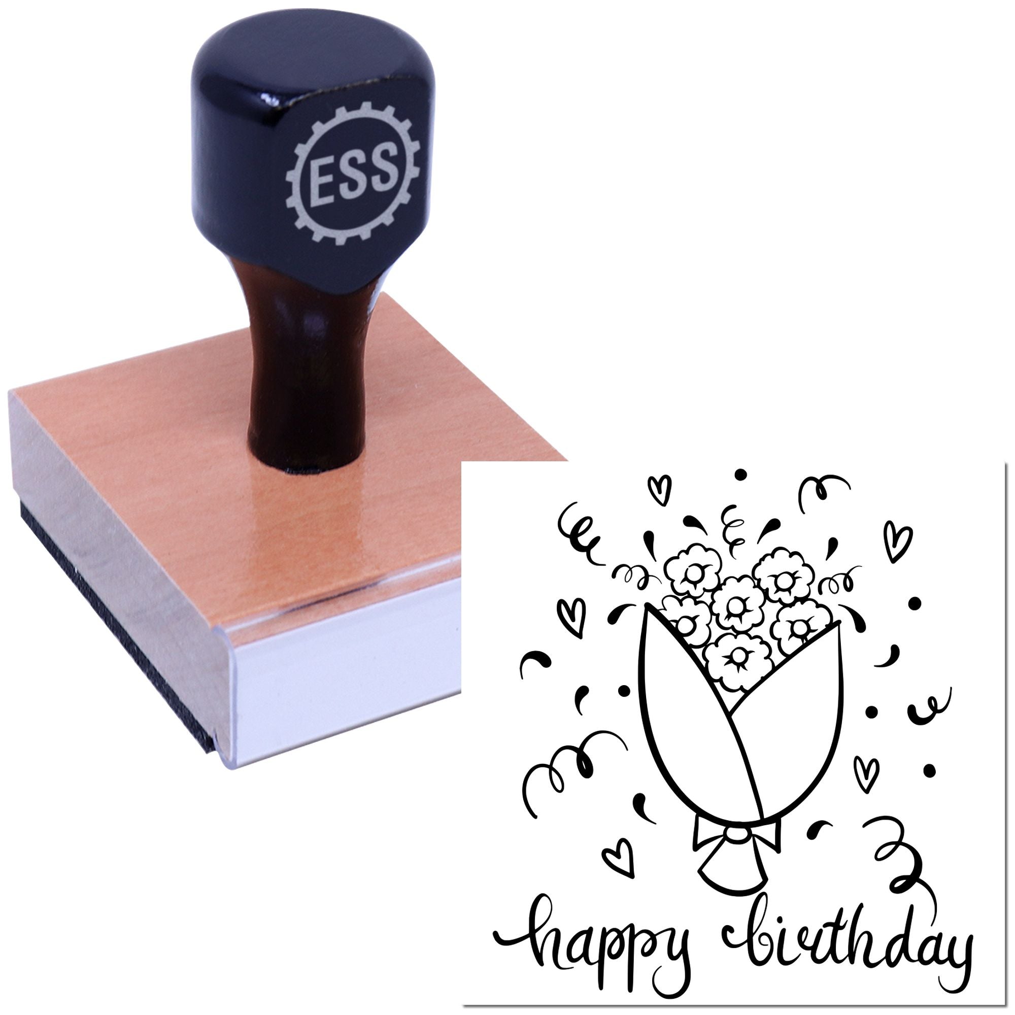 Festive Floral Celebration Scrapbooking Rubber Stamp