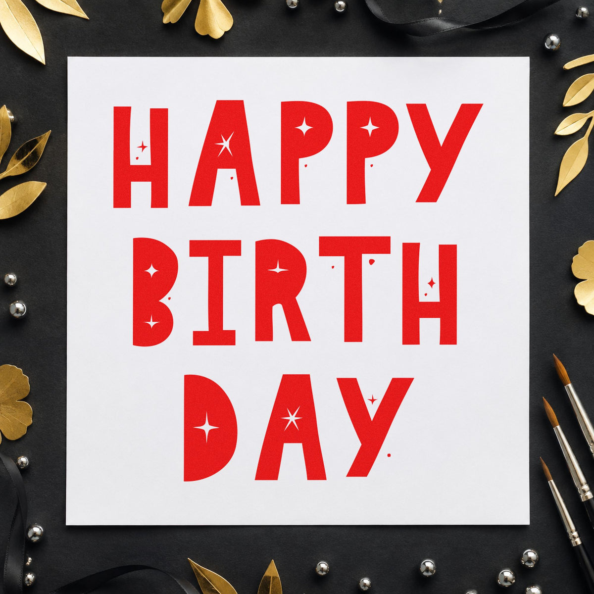 Birthday Block Star Cutouts craft stamp imprint in red ink on a handmade project, one idea being route challenge cards.
