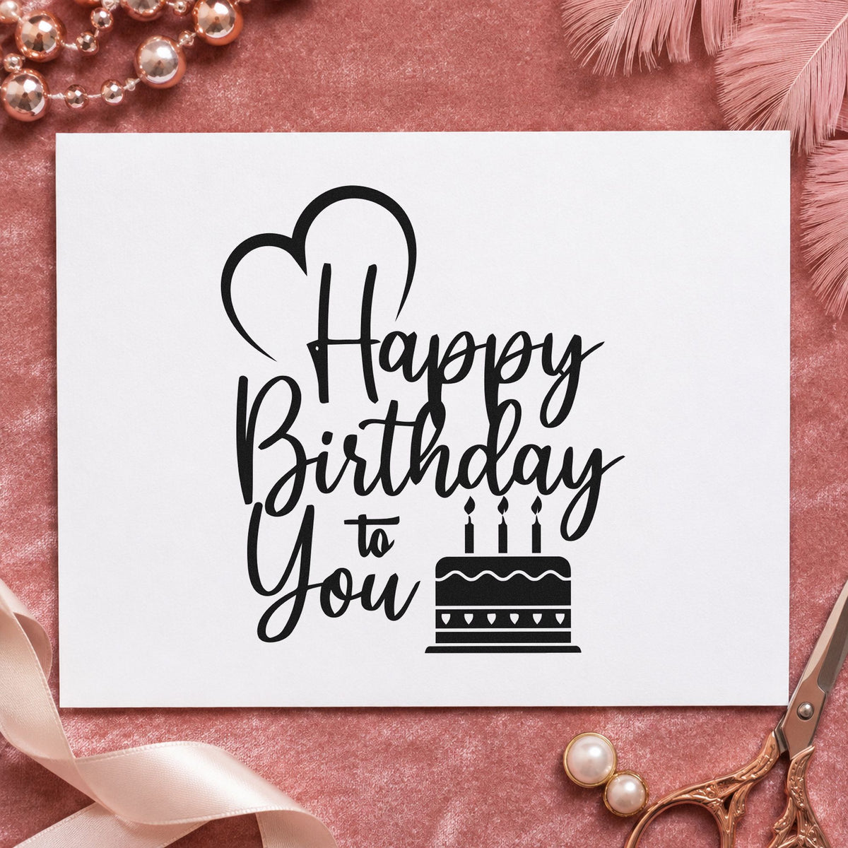Birthday To You Cake rubber stamp printed in black ink, ready for delivery run sheet and similar paper crafts.