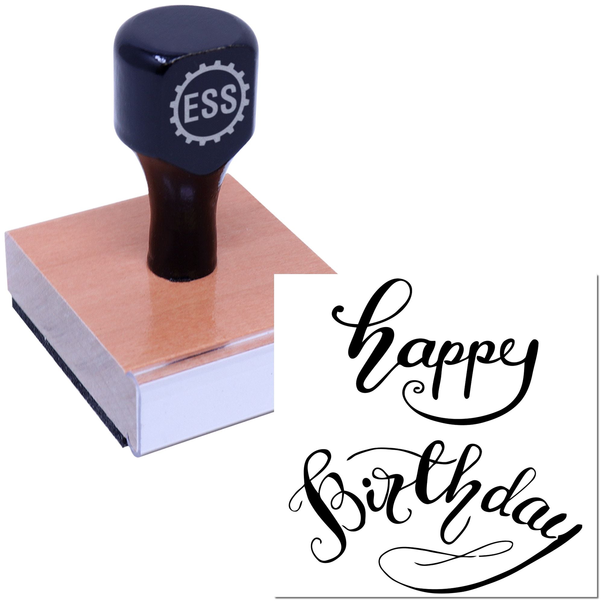 Fanciful Birthday Lettering Crafting Rubber Stamp