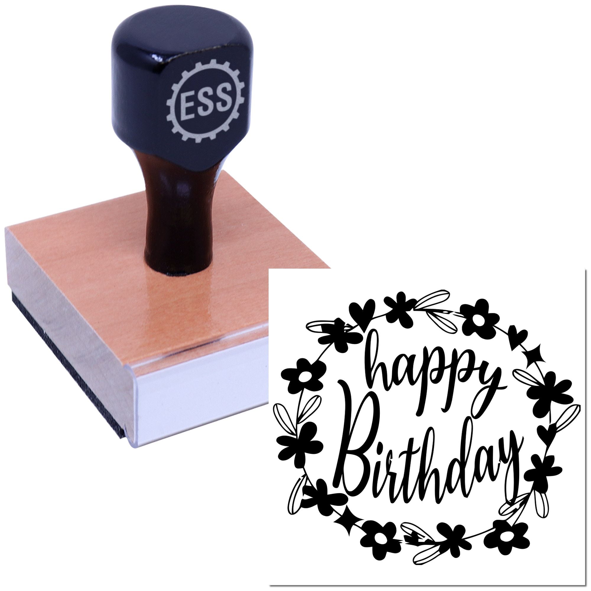 Floral Birthday Fest Scrapbooking Rubber Stamp
