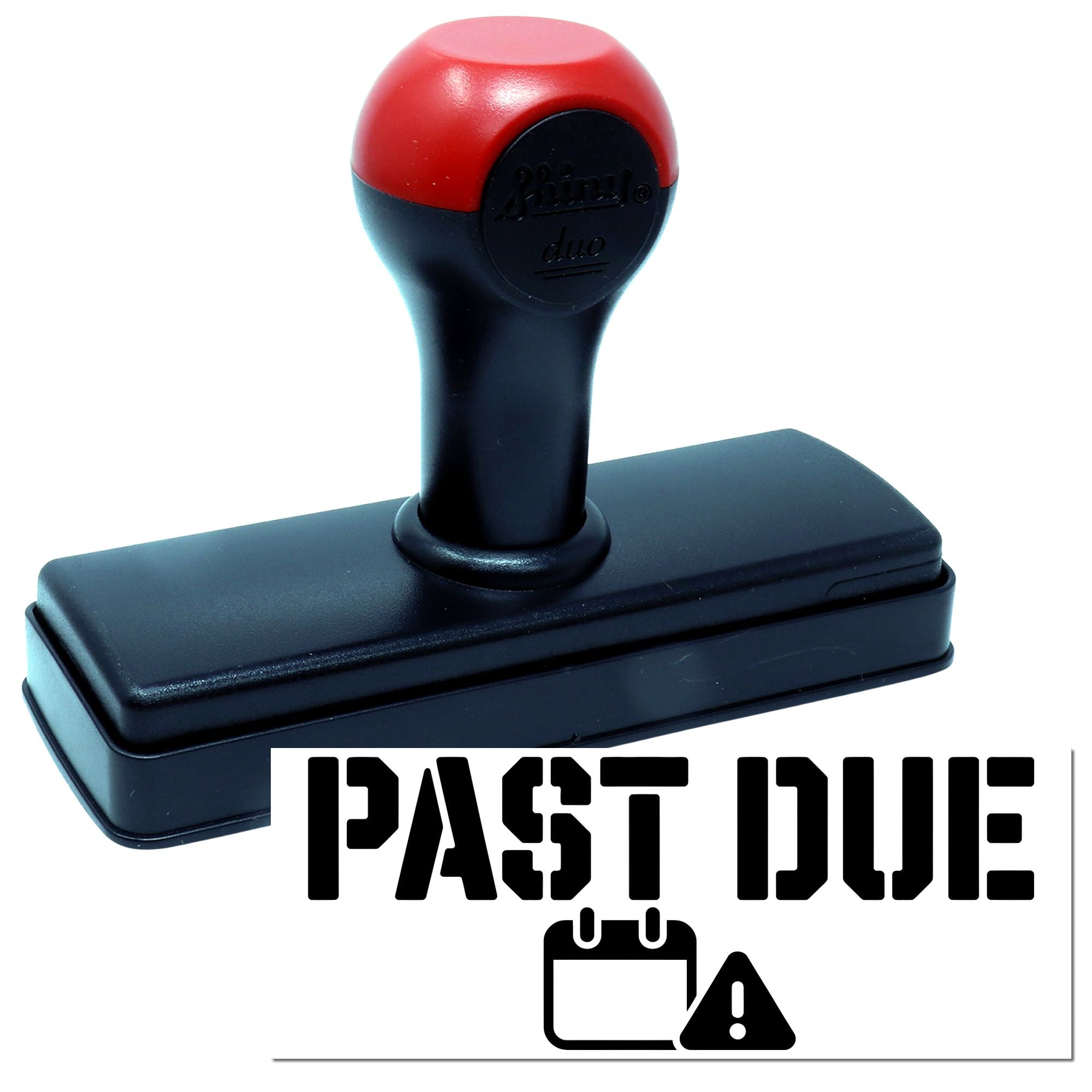 Black and red self-inking stamp and seal with PAST DUE marking and rectangular base