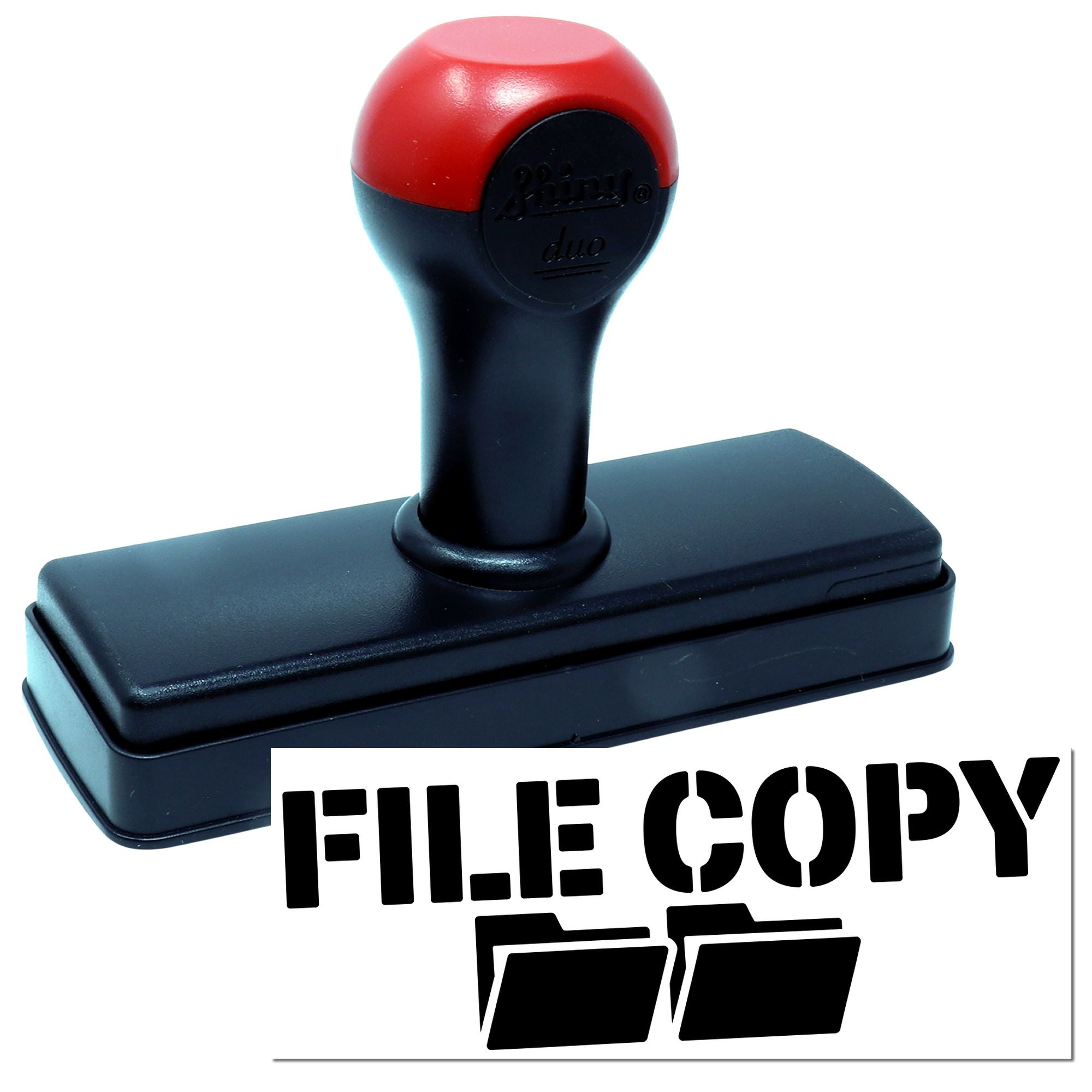 Red and black self-inking file copy stamp and seal with rectangular base