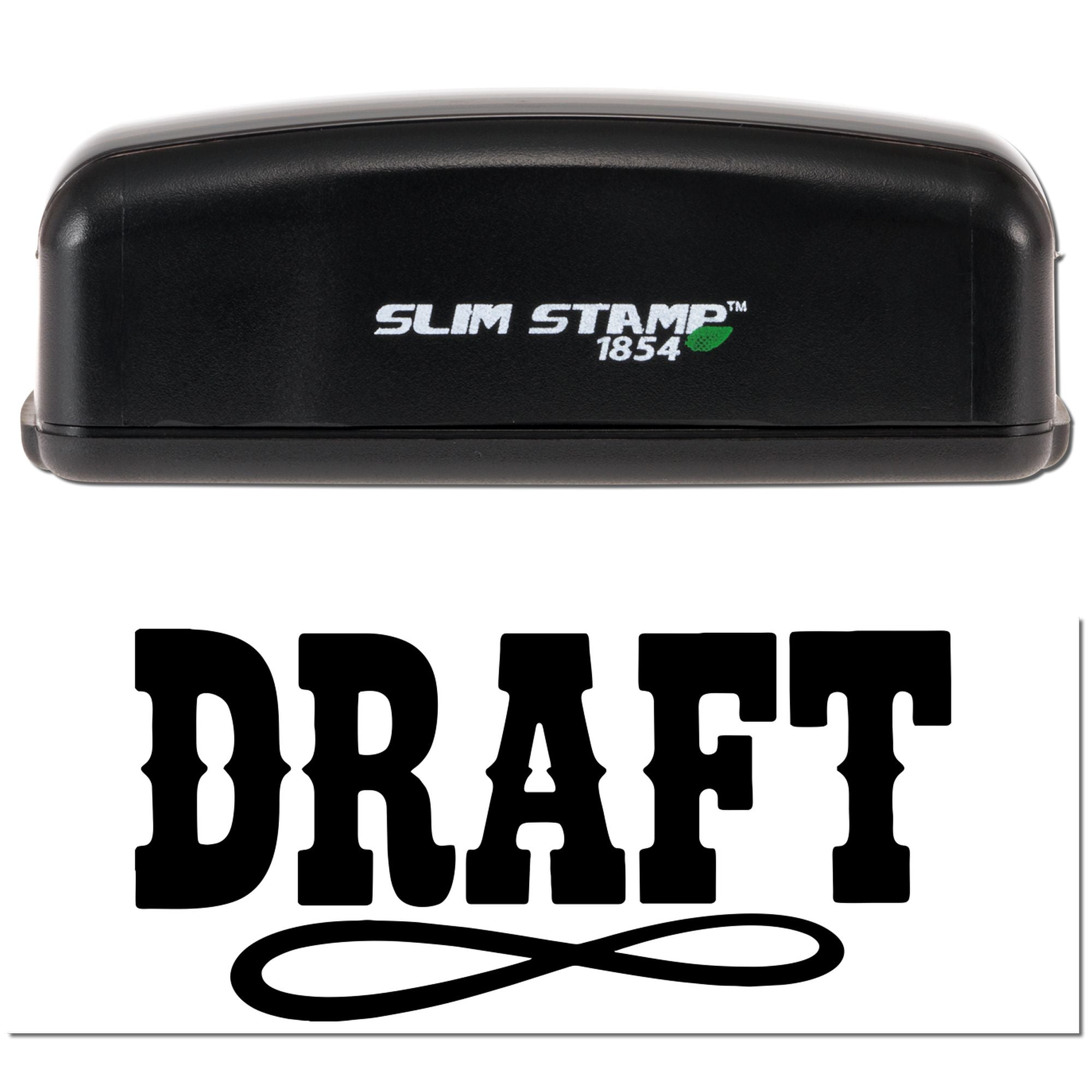 Black Slim Stamp 1854 stamp and seal with bold black DRAFT imprint on a white background.