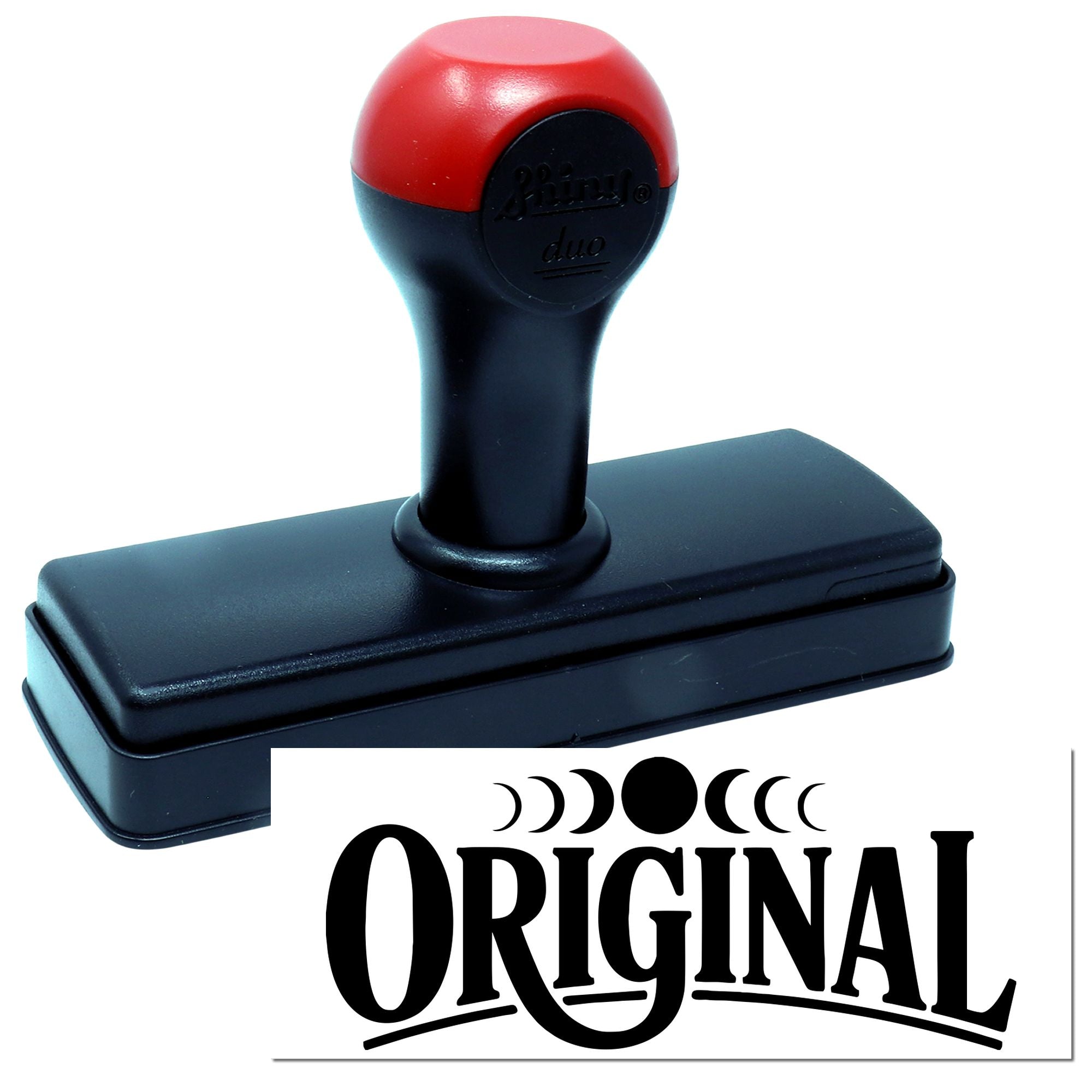 Red and black self-inking stamp seal with Original imprint on white background.