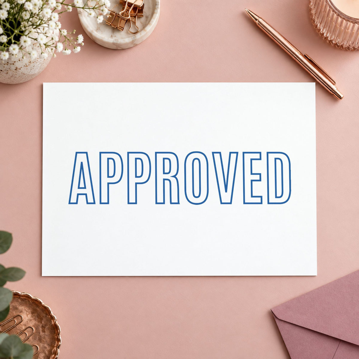 Close view of the "Approved" mark left by Xstamper No. 1008