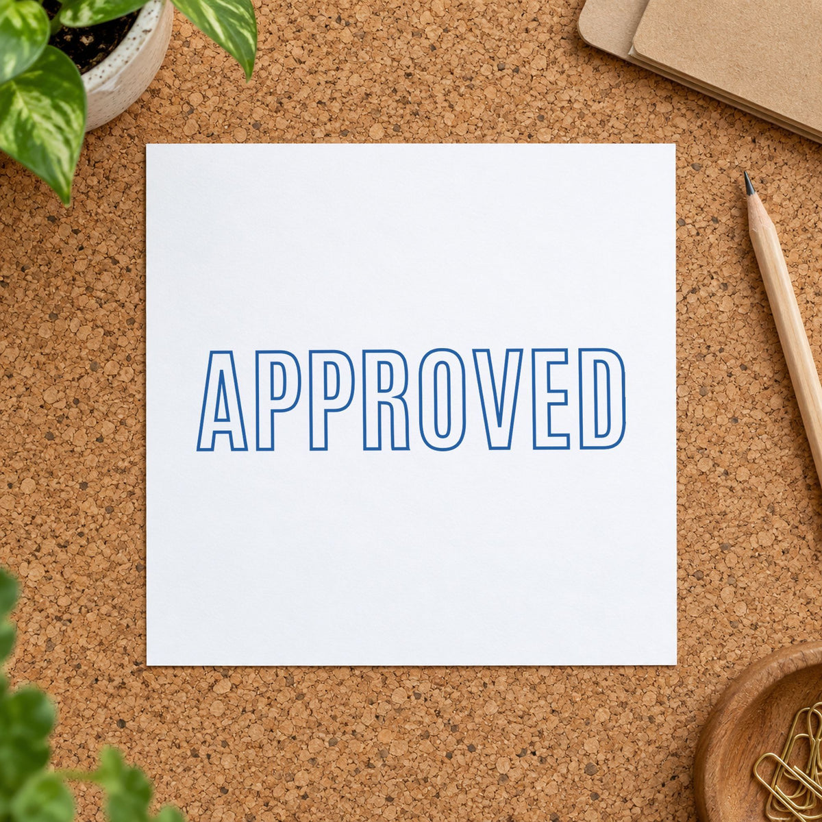 "Approved" imprint sized 1/2 x 1-5/8 in on a document page