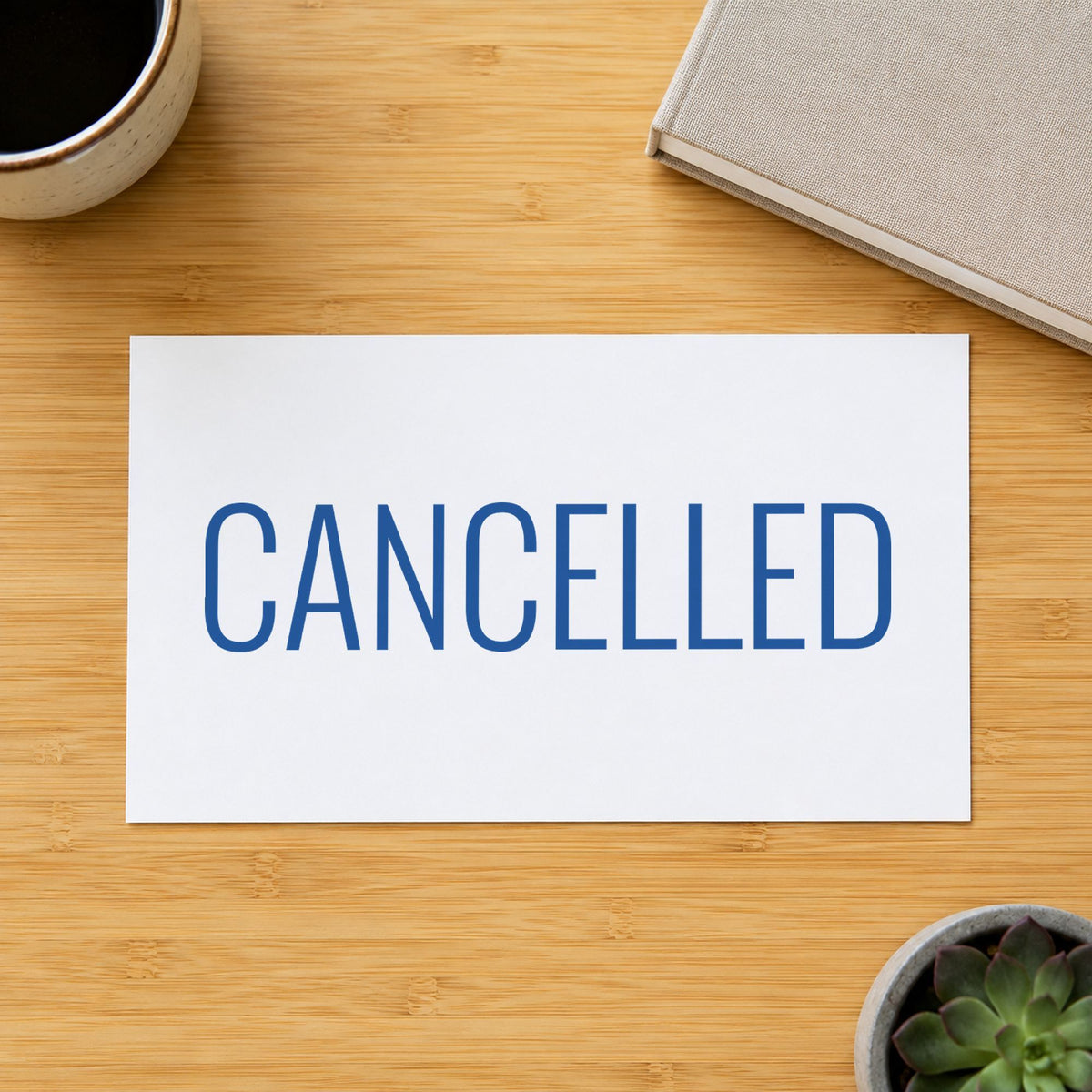 "Cancelled" imprint sized Approximately 1/2 in tall x 1-5/8 in wide on a document page