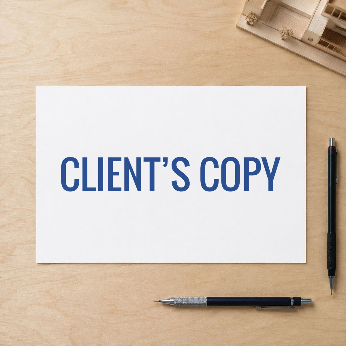 "Client's copy" stamp pressed on paper, no separate ink pad needed