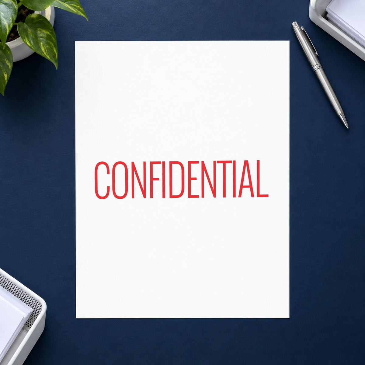 "Confidential" stamp pressed on paper, no separate ink pad needed