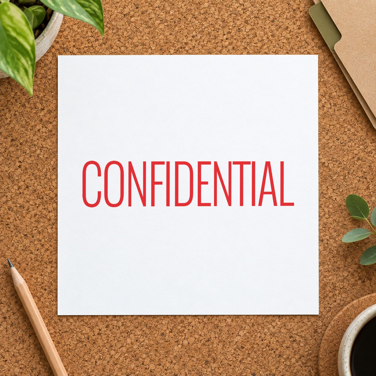 "Confidential" Xstamper pre-inked stamp beside its rectangle imprint