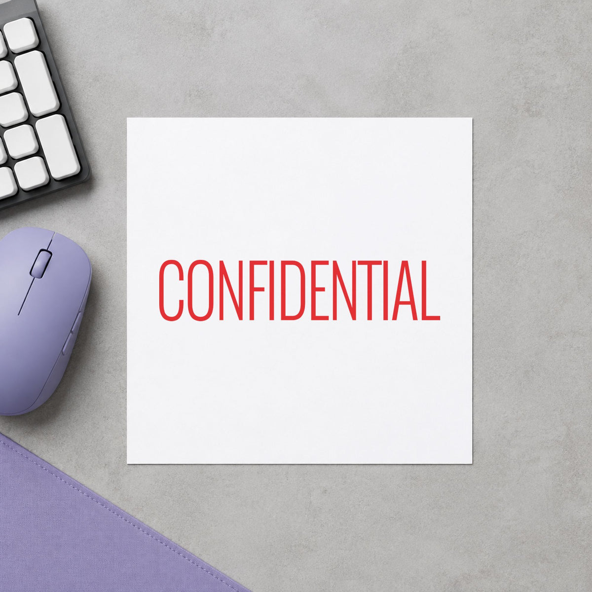 "Confidential" imprint sized Approximately 1/2 in tall x 1-5/8 in wide on a document page