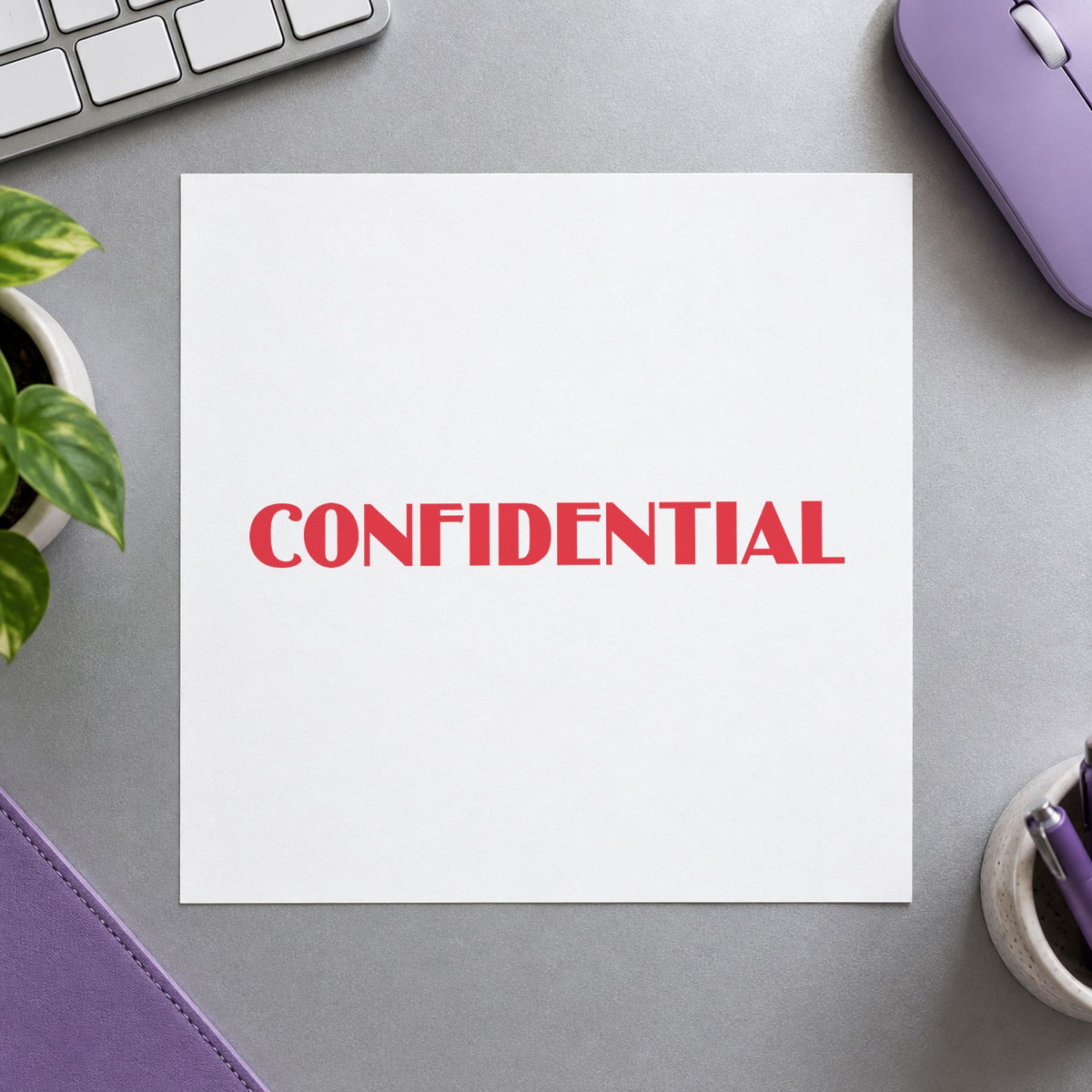 "Confidential" stamp pressed on paper, no separate ink pad needed