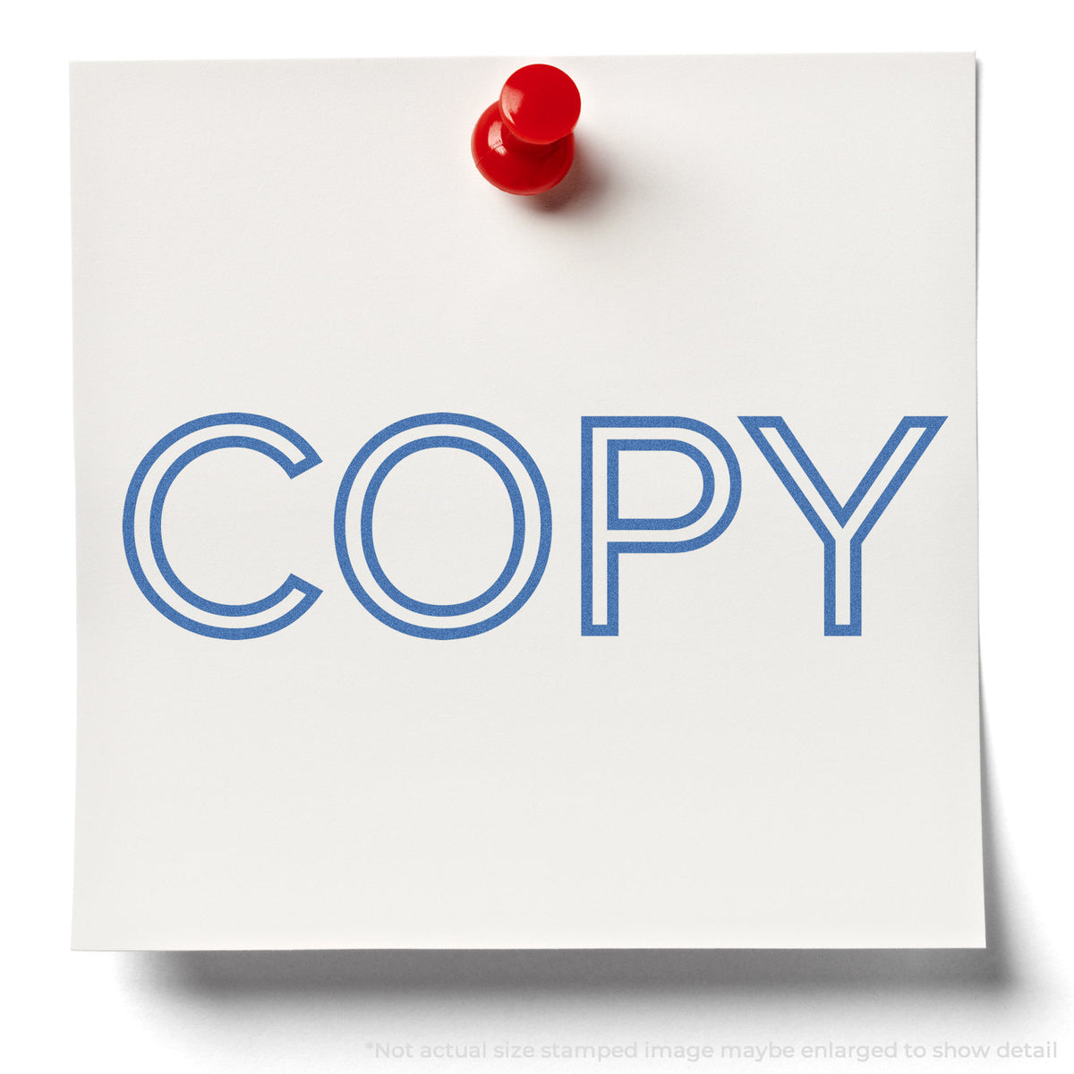 "Copy" stamp and its crisp Approximately 1/2 in tall x 1-5/8 in wide impression on paper
