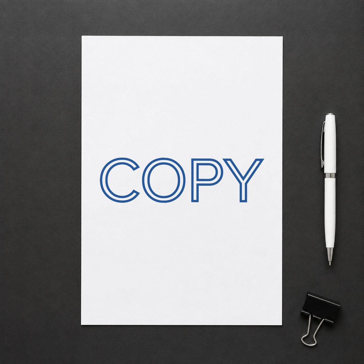 "Copy" imprint sized Approximately 1/2 in tall x 1-5/8 in wide on a document page