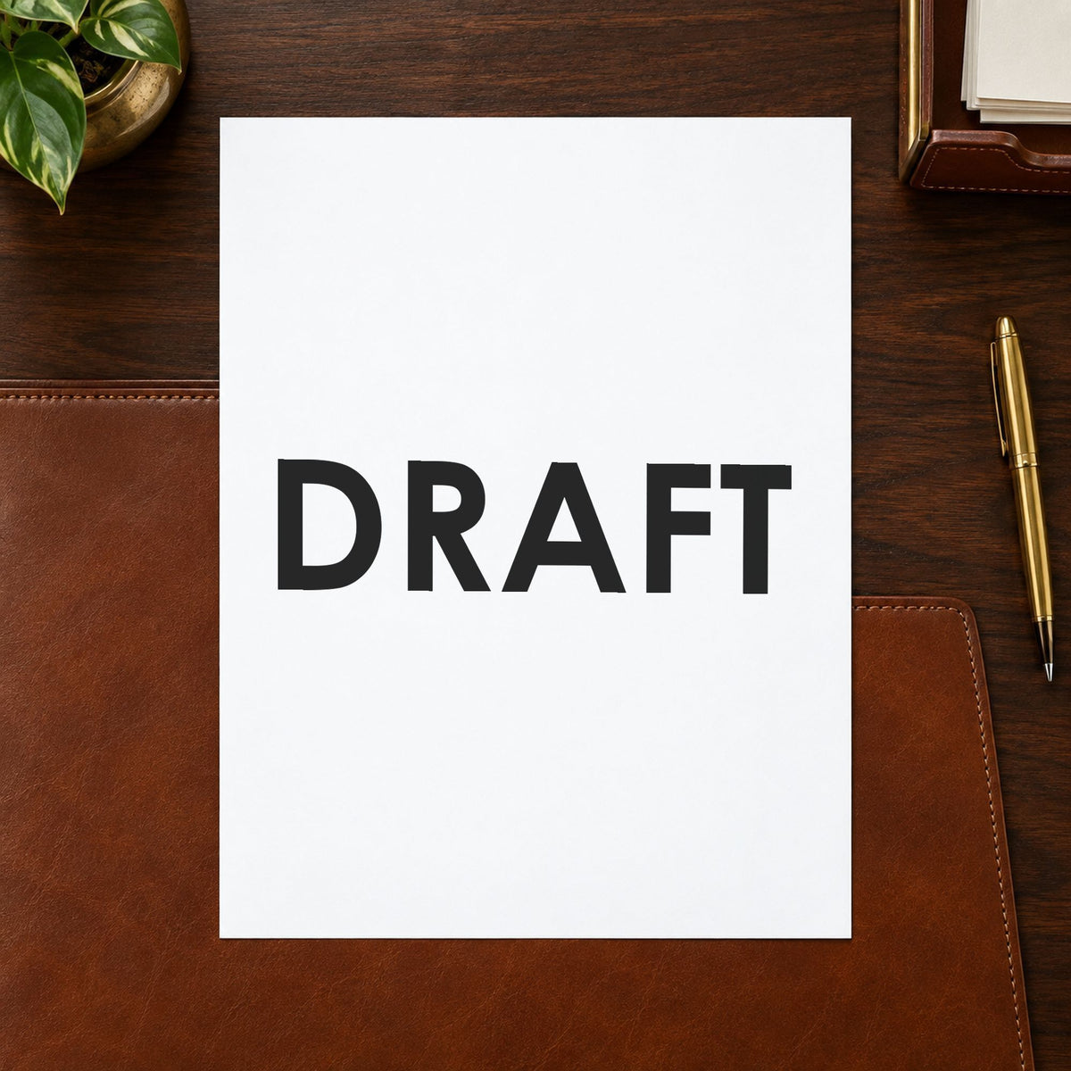 Pre-inked "Draft" stamp applied to a document, 1/2 x 1-5/8 in impression