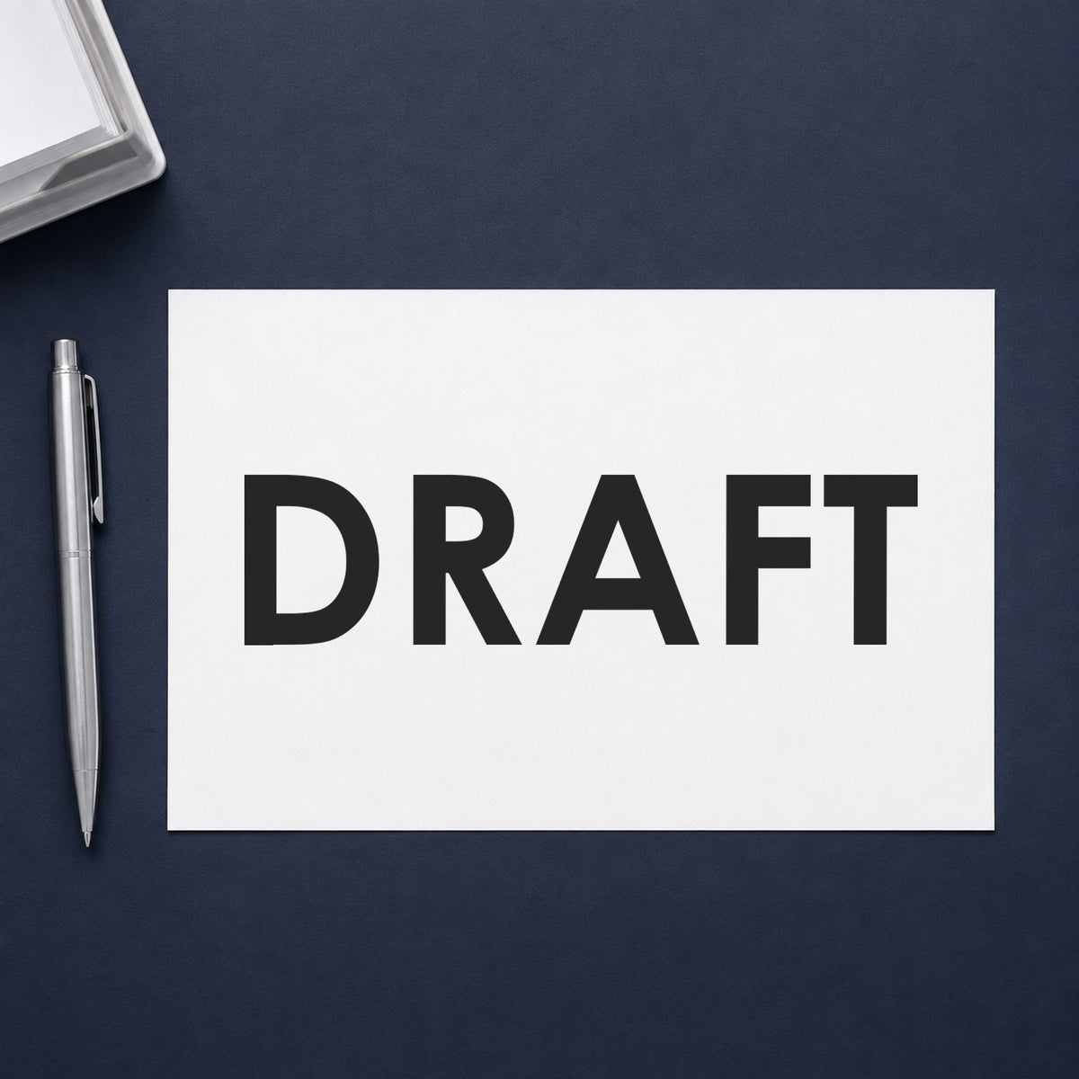 "Draft" Xstamper pre-inked stamp beside its rectangle imprint