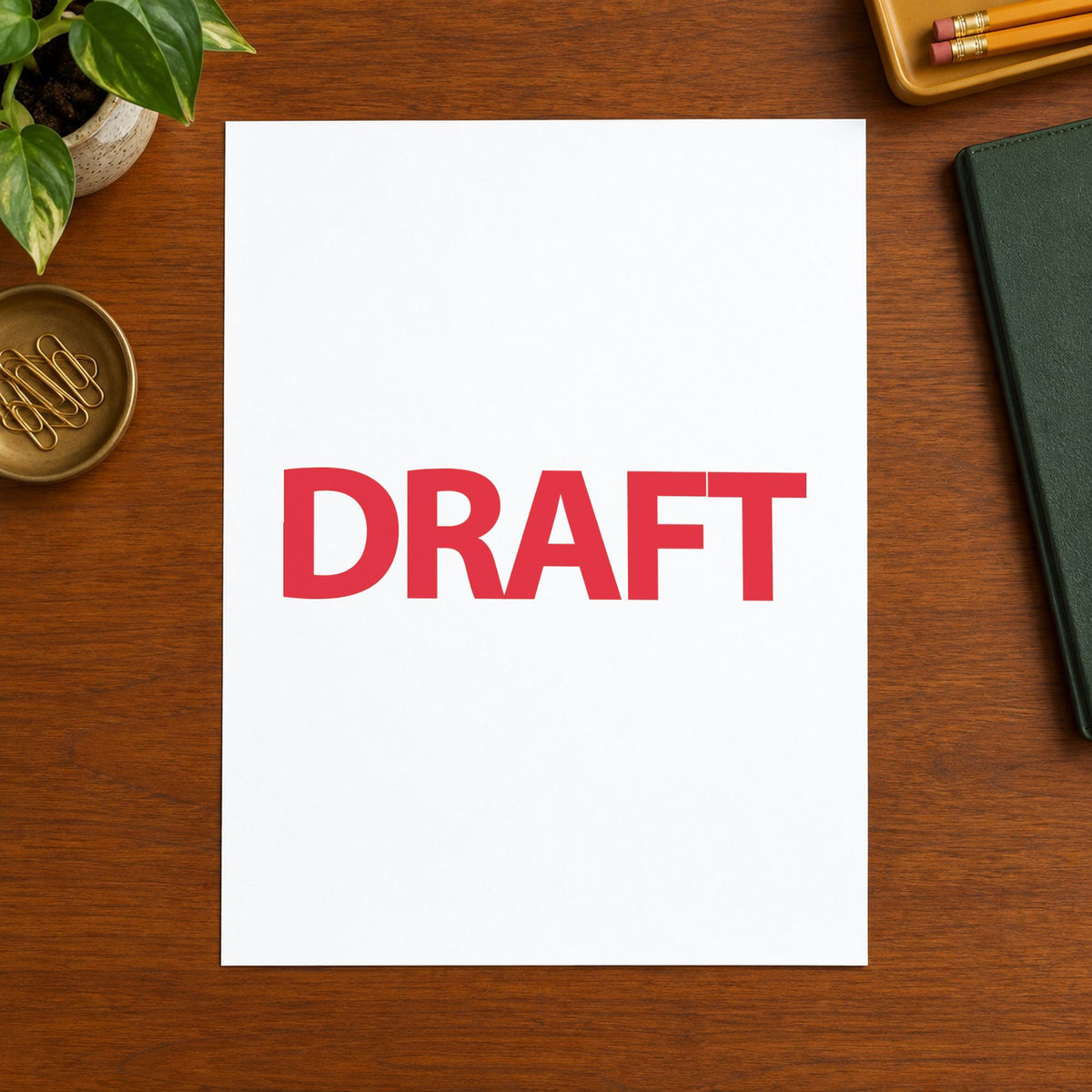 "Draft" imprint on a printed page, Xstamper No. 1360