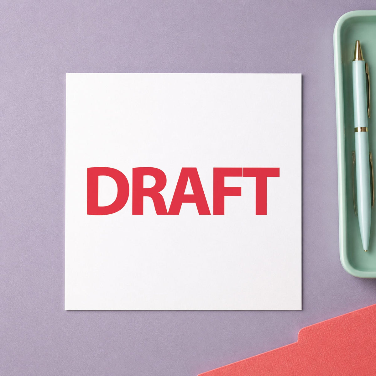 "Draft" stamp pressed on paper, no separate ink pad needed
