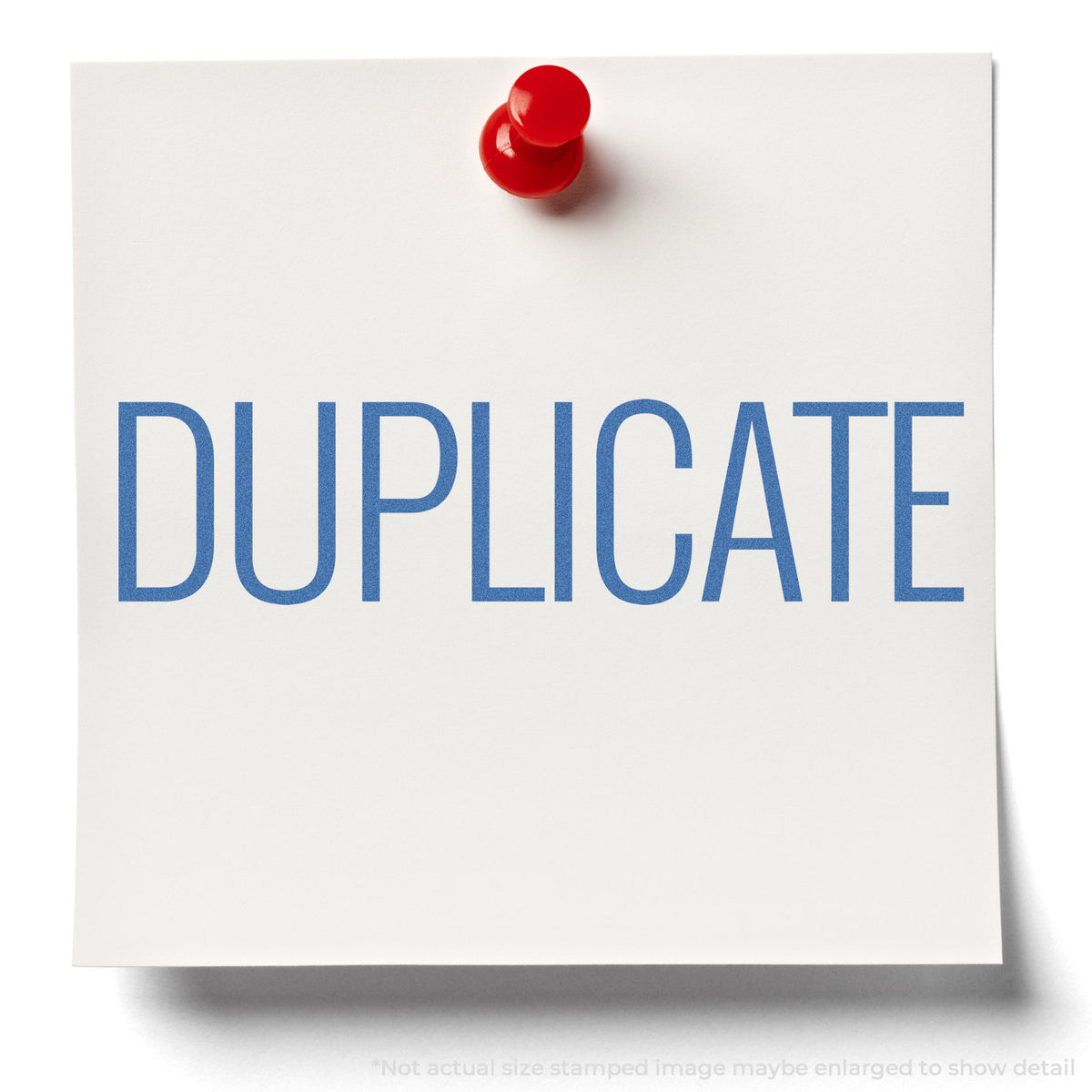 "Duplicate" stamp and its crisp 1/2 x 1-5/8 in impression on paper